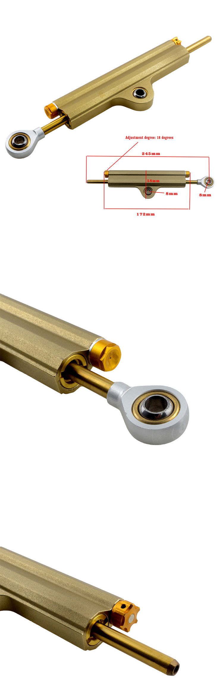 Borske Motorcycle Parts Factory Custom Extended Route Adjustable Damper Stabilizer 1