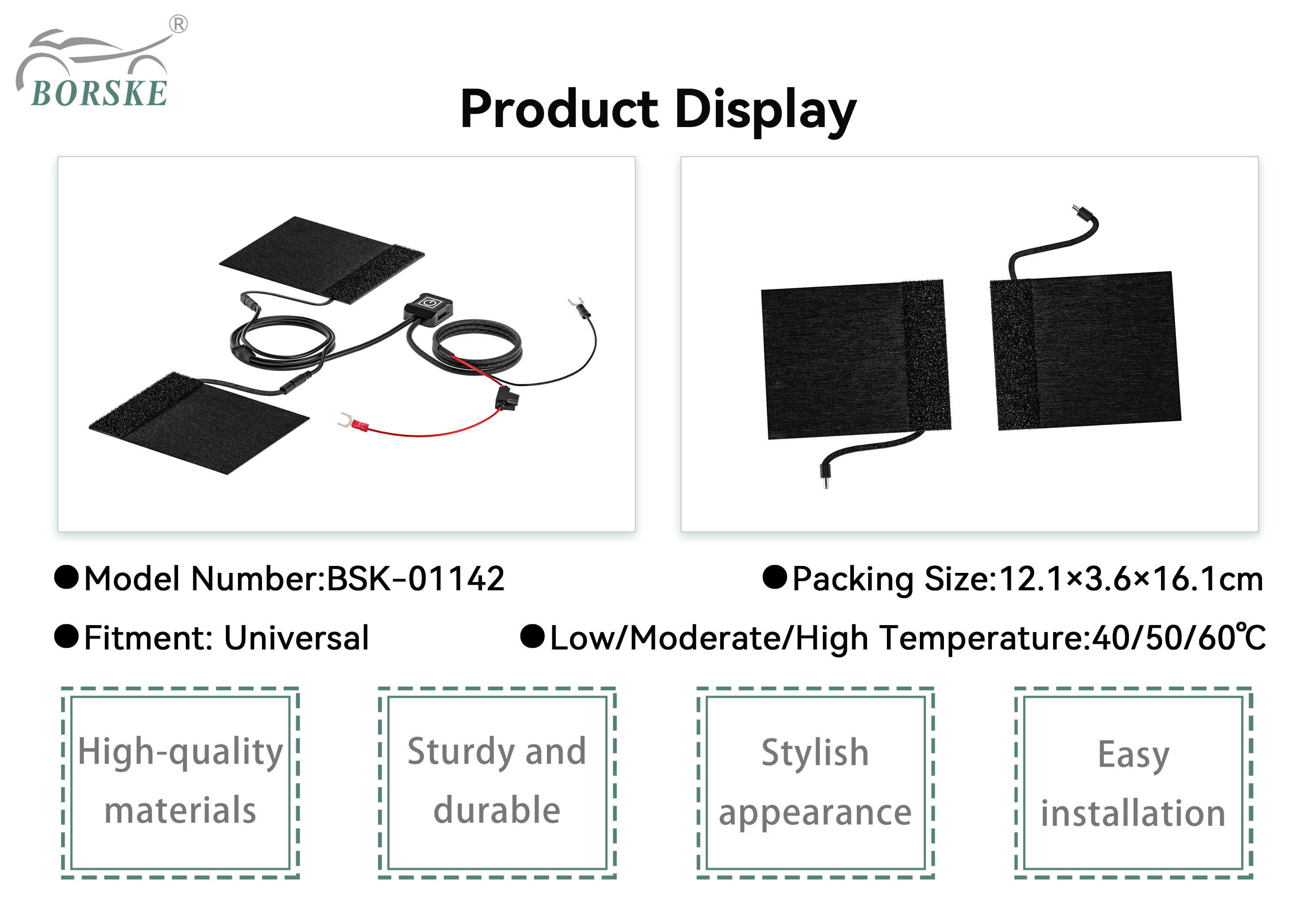 Fábrica de peças para motociclos da Borske por atacado Punhos com película de aquecimento para motociclos Punho aquecido 1