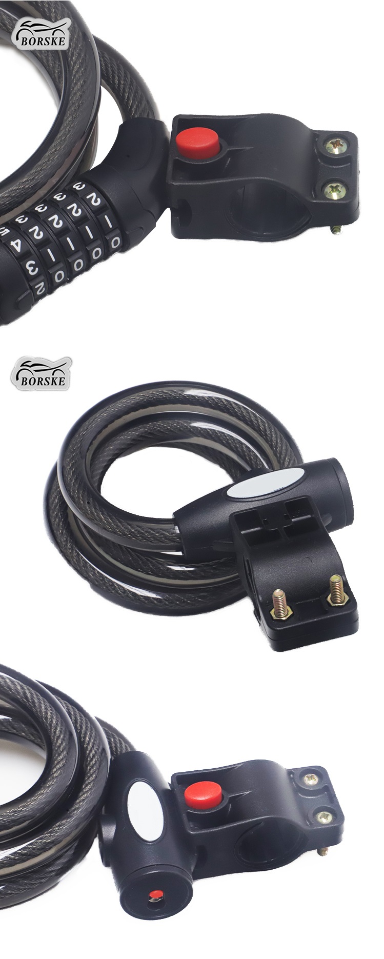 Borske мотоцикл частей завода оптом универсальный противоугонный кабель замок 2
