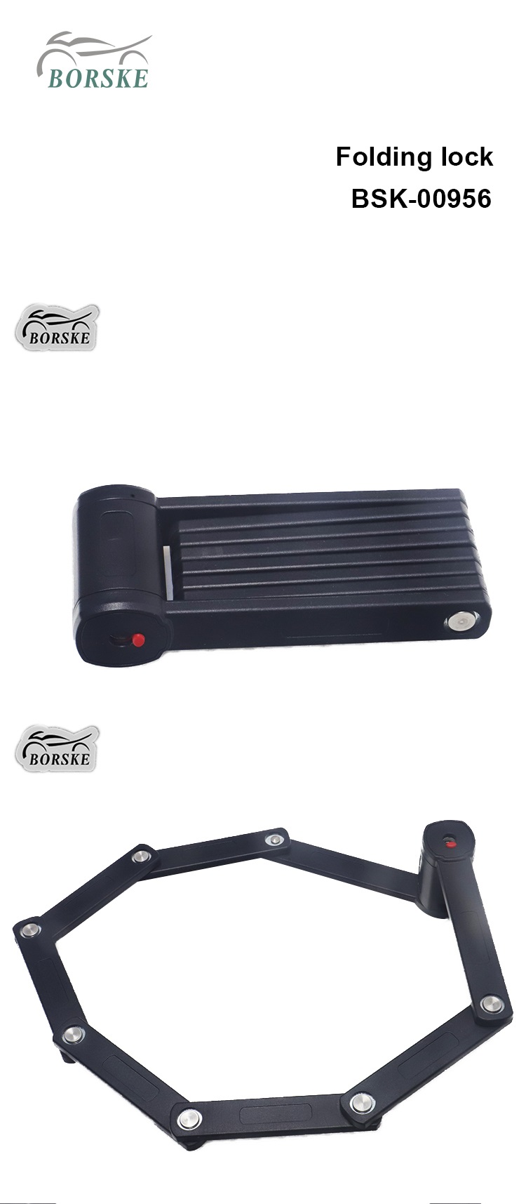 Borske Motorcycle Parts Factory Wholesale Universal Zinc Anti theft Lock Folding Lock 1