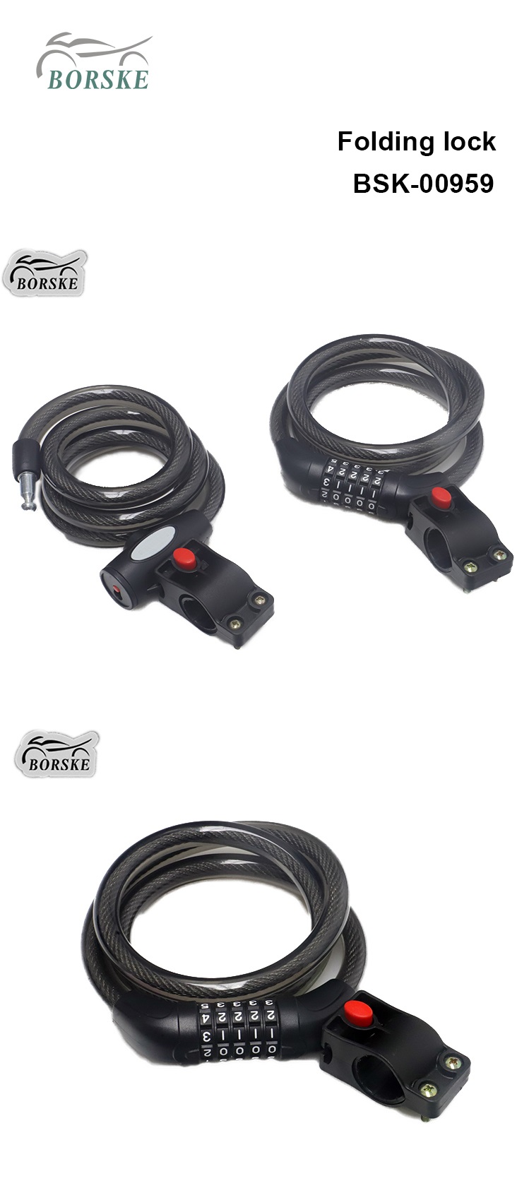 Borske мотоцикл частей завода оптом универсальный противоугонный кабель замок 1