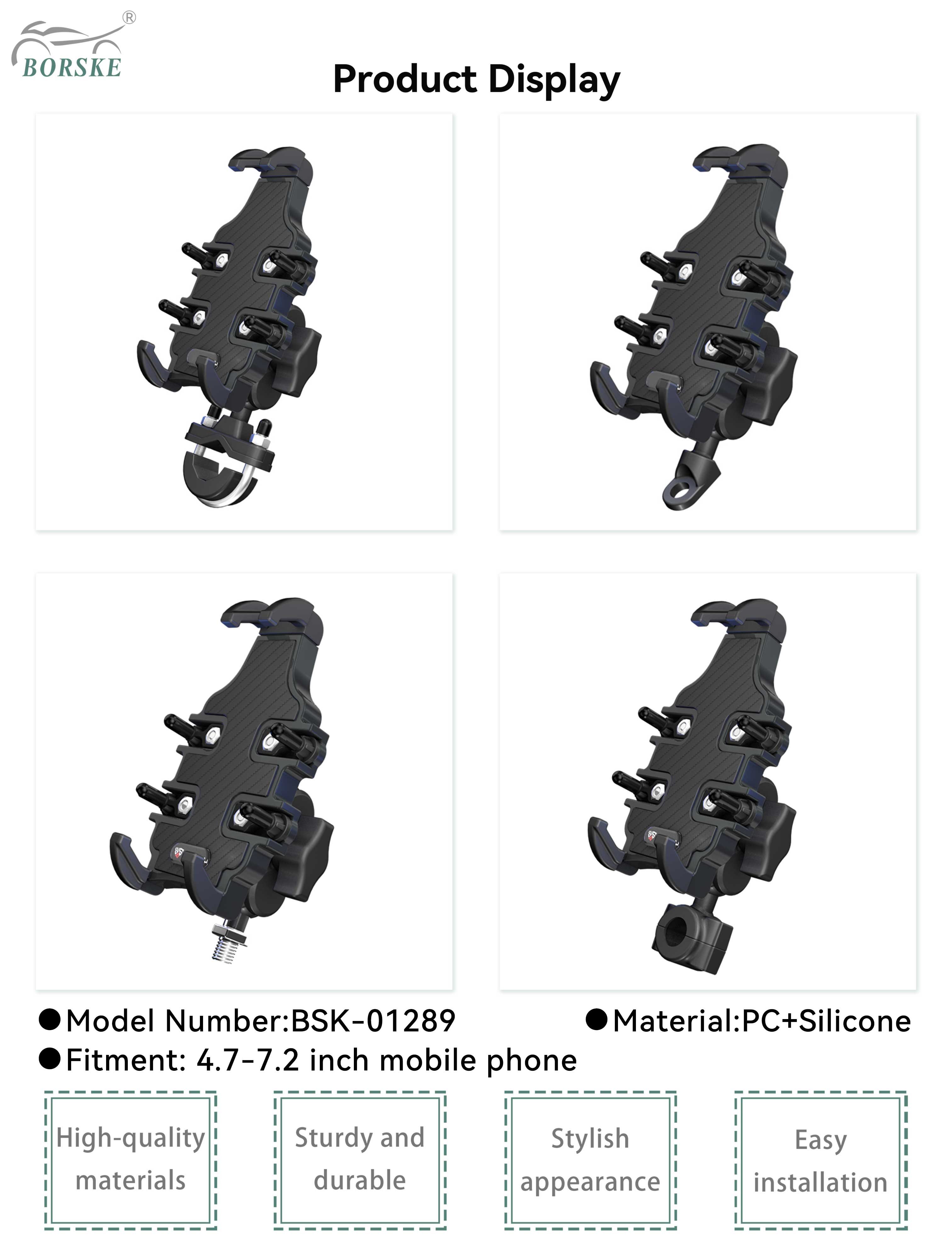 Borske motorcycle Parts Distributor Outdoor Sports Wireless Charging Mobile Phone Holder 1