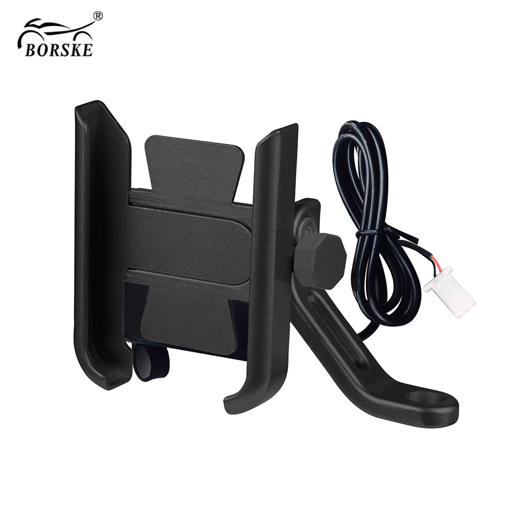 Aluminum Alloy USB Charging Rearview Mirror Waterproof Motorcycle Phone Holder