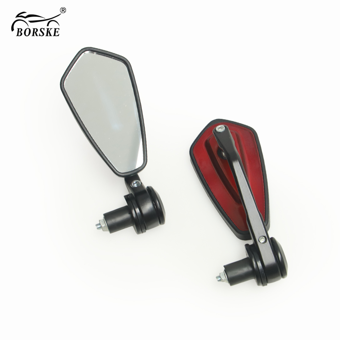 BORSKE Custom Motorcycle Rearview Mirror Universal Black Rear View Side Mirrors