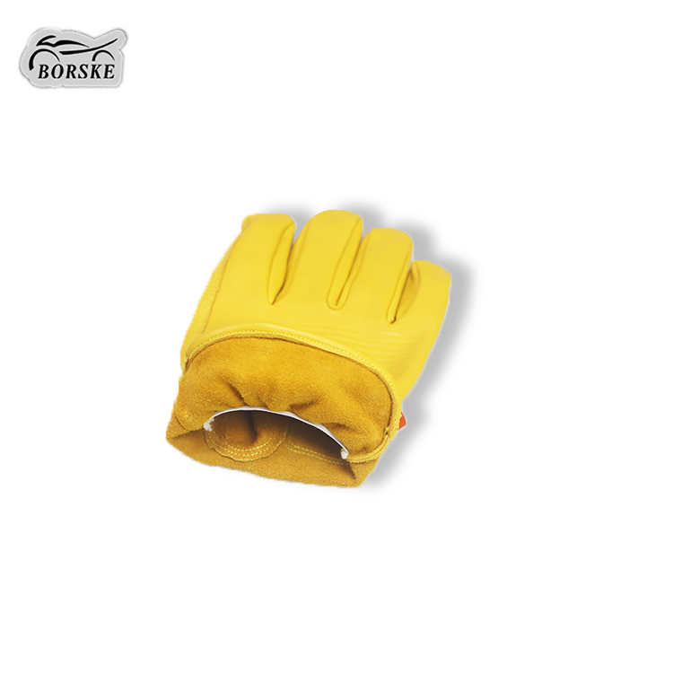 Wholesale Leather Motorcycle Riding Gloves Breathable Half Finger Gloves for Adult